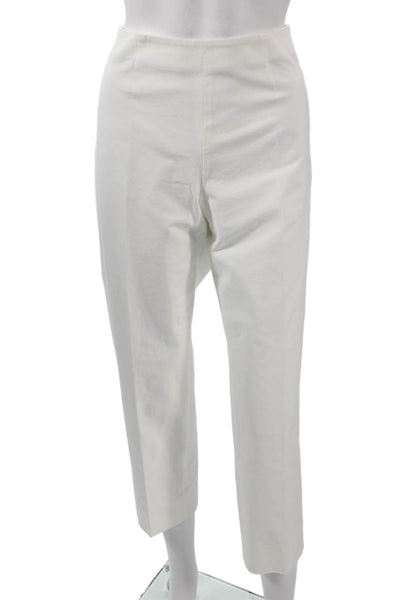 Piazza Sempione Womens Cropped Ankle Dress Pants White Cotton Elastane Size 46