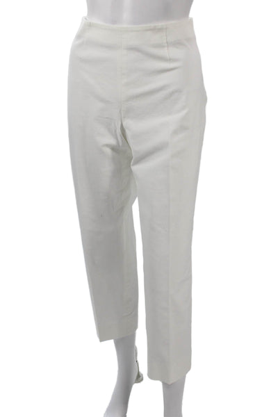 Piazza Sempione Womens Cropped Ankle Dress Pants White Cotton Elastane Size 46