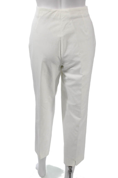 Piazza Sempione Womens Cropped Ankle Dress Pants White Cotton Elastane Size 46
