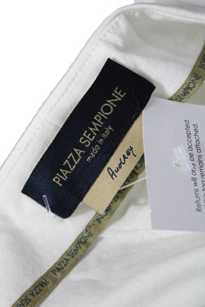 Piazza Sempione Womens Cropped Ankle Dress Pants White Cotton Elastane Size 46
