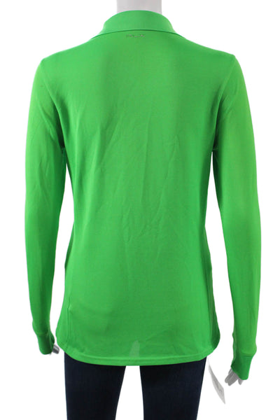 RLX Ralph Lauren Women Green Collared Button Long Sleeve Basic Polo Size S