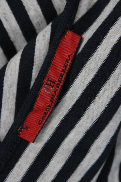 Carolina Herrera Womens Basic Black Striped Round Neck 3/4 Sleeve Blouse Size S
