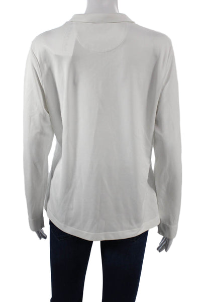 EP Pro Womens White Mock Neck Long Sleeve Basic Polo Zip Size L