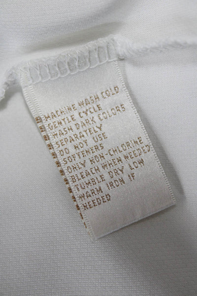 EP Pro Womens White Mock Neck Long Sleeve Basic Polo Zip Size L
