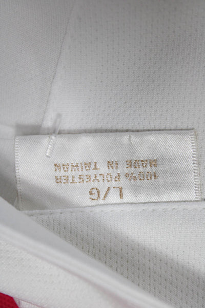 EP Pro Womens White Mock Neck Long Sleeve Basic Polo Zip Size L