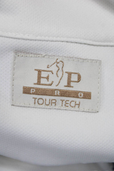 EP Pro Womens White Mock Neck Long Sleeve Basic Polo Zip Size L