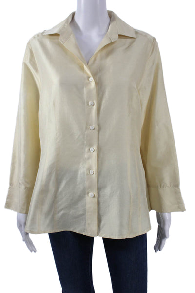 Charlotte Kellogg Palm Beach Women Button Up Blouse Beige Size XL