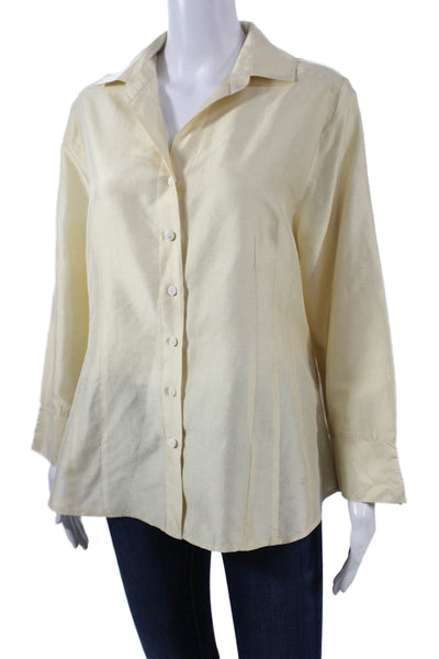 Charlotte Kellogg Palm Beach Women Button Up Blouse Beige Size XL