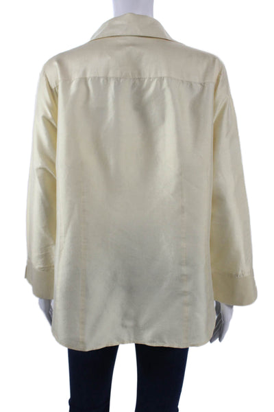 Charlotte Kellogg Palm Beach Women Button Up Blouse Beige Size XL