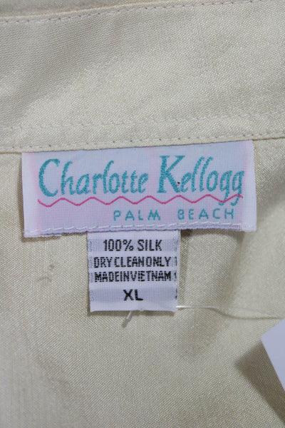 Charlotte Kellogg Palm Beach Women Button Up Blouse Beige Size XL
