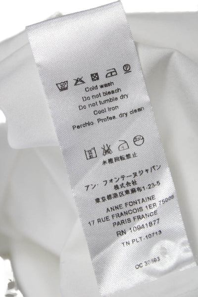 Anne Fontaine Women White Tunic Blouse High Neck Long Sleeve Button Size 44