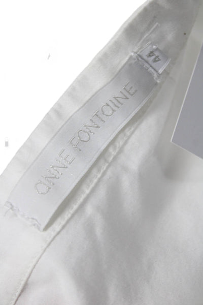 Anne Fontaine Women White Tunic Blouse High Neck Long Sleeve Button Size 44