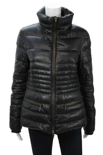 Escada Women Quilted Puffer Jacket Black Polyester Zip Size 34