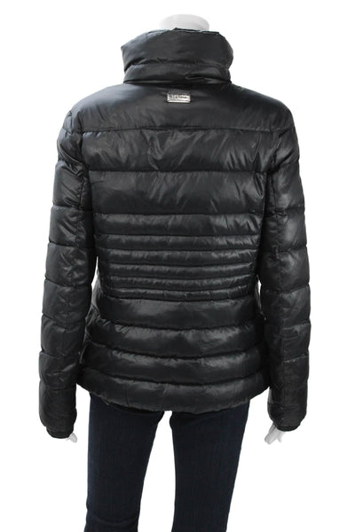 Escada Women Quilted Puffer Jacket Black Polyester Zip Size 34