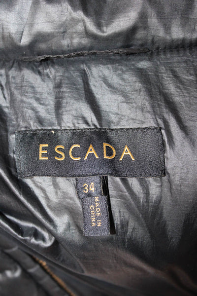 Escada Women Quilted Puffer Jacket Black Polyester Zip Size 34