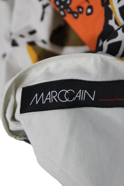 Marccain Womens Tunic Blouse Beige Floral V-Neck 3/4 Sleeve Cotton Size 2