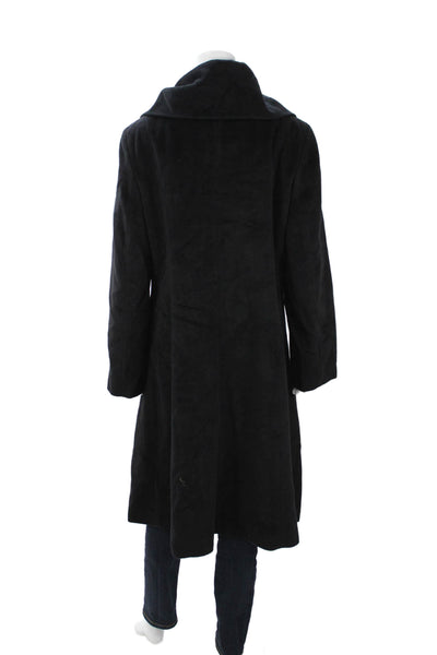 Dale Dressin Womens Black Wool Blend Overcoat Button Long Sleeve Size L