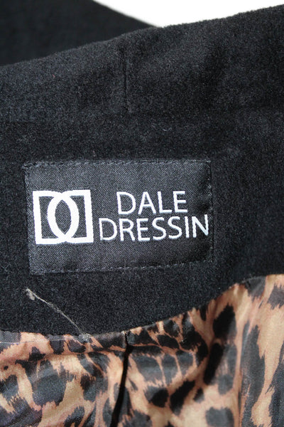 Dale Dressin Womens Black Wool Blend Overcoat Button Long Sleeve Size L