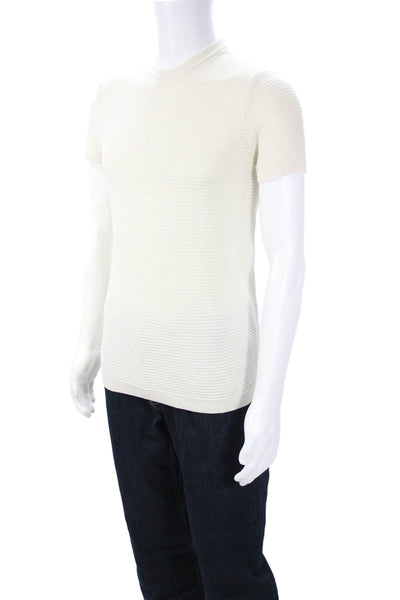 Zara Mens Classic Beige Crew Neck Short Sleeve T Shirt Polyester Blend Size M