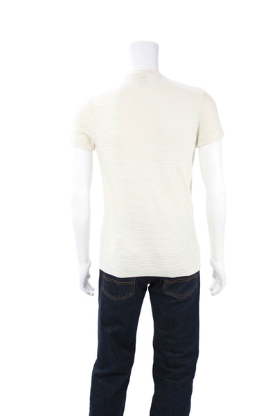 Zara Mens Classic Beige Crew Neck Short Sleeve T Shirt Polyester Blend Size M