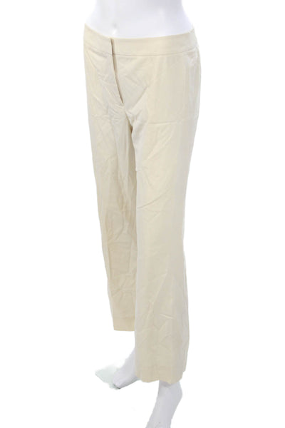Lafayette 148 New York Womens Dress Pants Beige Wool Hook & Eye Size 6