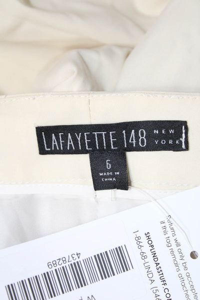 Lafayette 148 New York Womens Dress Pants Beige Wool Hook & Eye Size 6