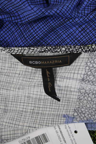 BCBGMAXAZRIA Women Shift Dress Blue Geometric Knee Length Size M