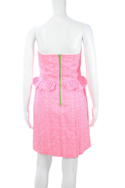 Lilly Pulitzer Womens Shift Dress Pink Check Cotton Sleeveless Mini Size 8