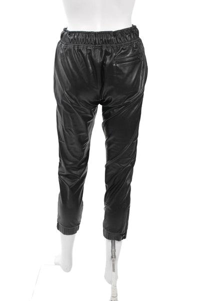 David Lerner Women Cropped Jogger Pants Black Drawstring Biker Size S