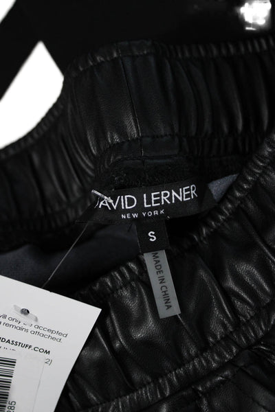David Lerner Women Cropped Jogger Pants Black Drawstring Biker Size S