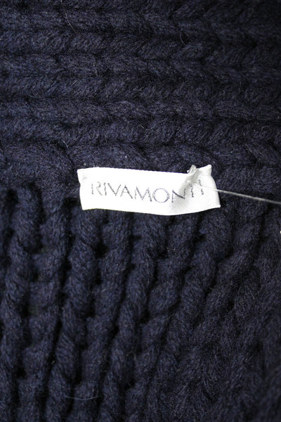 Rivamonti Women Dark Blue Wool Sleeveless Drawstring Solid Designer Vest Size L