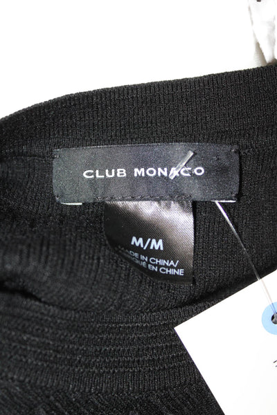 Club Monaco Women Cropped Blouse Black Crew Neck Long Sleeve Size M