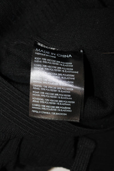Club Monaco Women Cropped Blouse Black Crew Neck Long Sleeve Size M