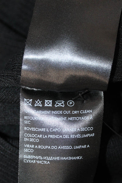 Club Monaco Women Cropped Blouse Black Crew Neck Long Sleeve Size M