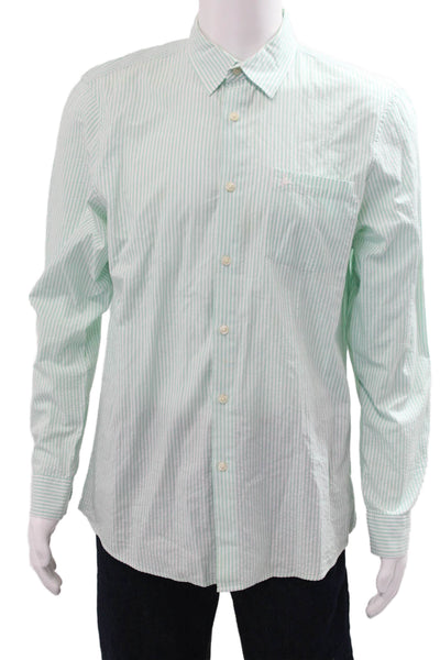 Jack Wills Men Button-Down Light Blue Striped Long Sleeve Cotton Size L
