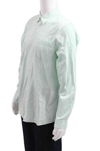 Jack Wills Men Button-Down Light Blue Striped Long Sleeve Cotton Size L