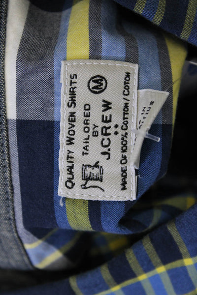 J Crew Mens Button-Down Dark Blue Plaid Cotton Long Sleeve Shirt Size M