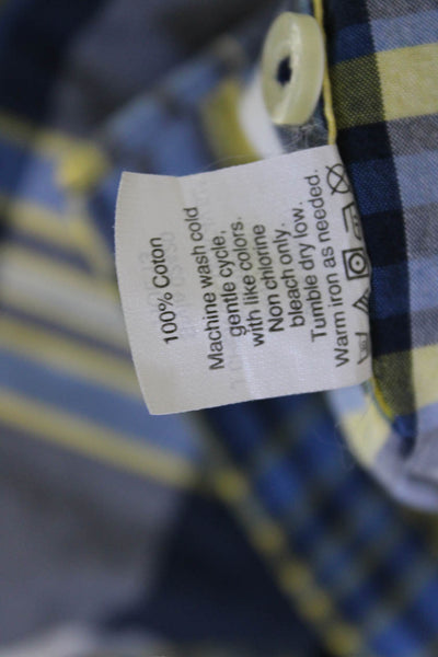 J Crew Mens Button-Down Dark Blue Plaid Cotton Long Sleeve Shirt Size M