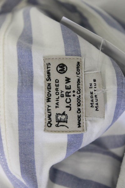 J Crew Mens Button-Down Long Sleeve White Striped Cotton Shirt Size M