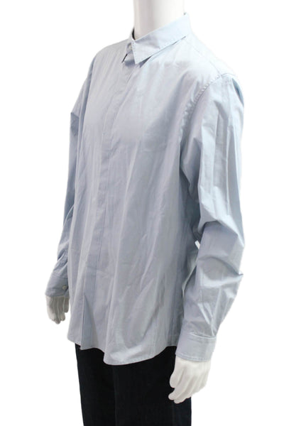 Elie Tahari Mens Light Blue Striped Point Collar Long Sleeve Dress Shirt Size L
