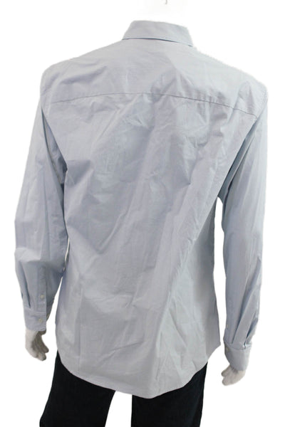 Elie Tahari Mens Light Blue Striped Point Collar Long Sleeve Dress Shirt Size L
