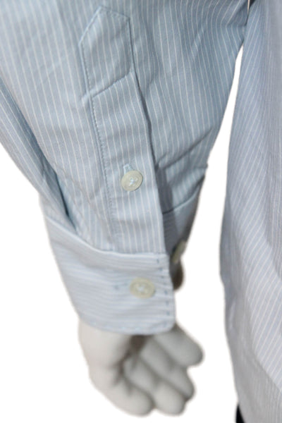 Elie Tahari Mens Light Blue Striped Point Collar Long Sleeve Dress Shirt Size L