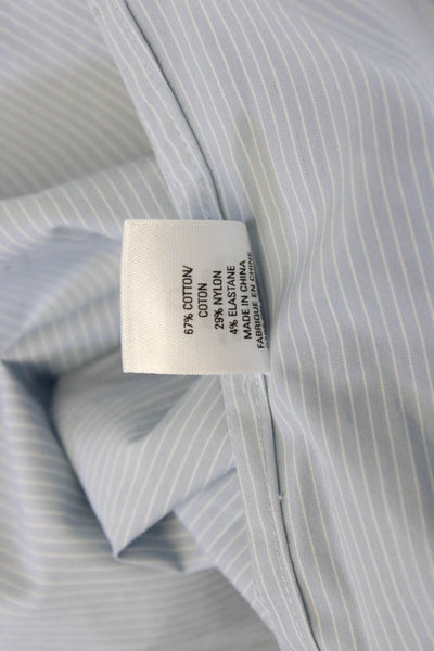 Elie Tahari Mens Light Blue Striped Point Collar Long Sleeve Dress Shirt Size L