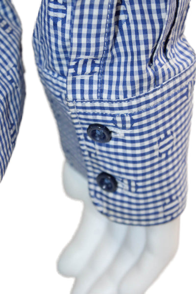Robert Graham Mens Point Collar Button-Up Blue Check Long Sleeve Size L