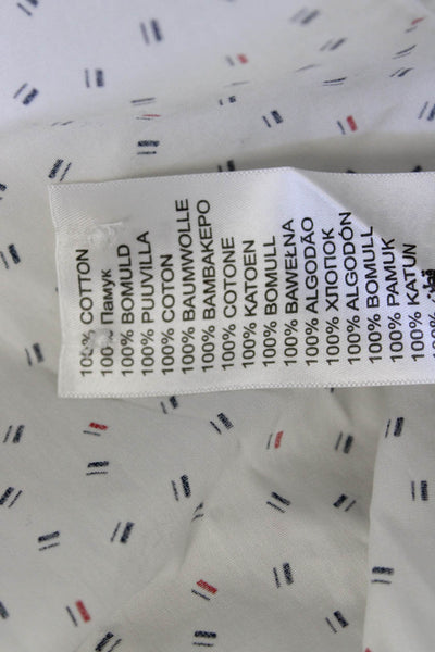 Ben Sherman Men Button-Down Shirt White Geometric Cotton Long Sleeve Size L