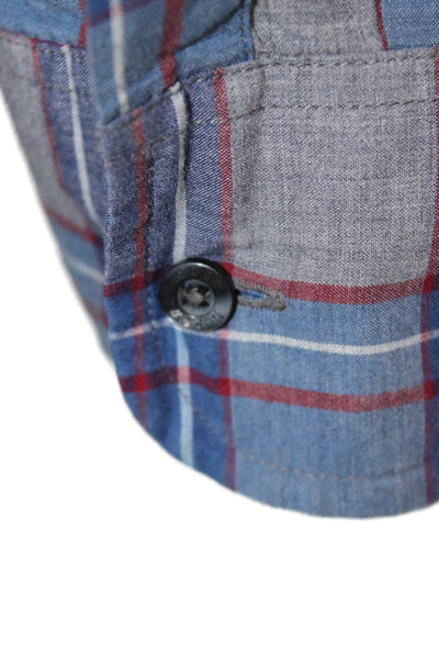 J Crew Mens Button-Down Plaid Cotton Collared Long Sleeve Blue Shirt Size M