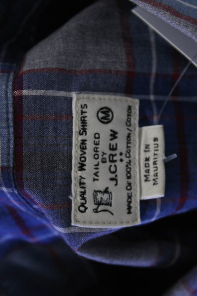 J Crew Mens Button-Down Plaid Cotton Collared Long Sleeve Blue Shirt Size M