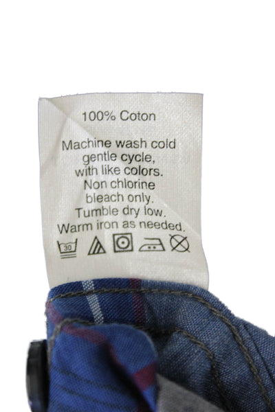 J Crew Mens Button-Down Plaid Cotton Collared Long Sleeve Blue Shirt Size M