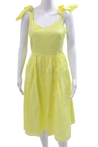 Iris & Ink Women Yellow A-Line Sundress V-Neck Sleeveless Short Cotton Size 10
