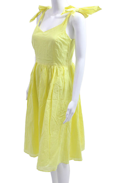 Iris & Ink Women Yellow A-Line Sundress V-Neck Sleeveless Short Cotton Size 10